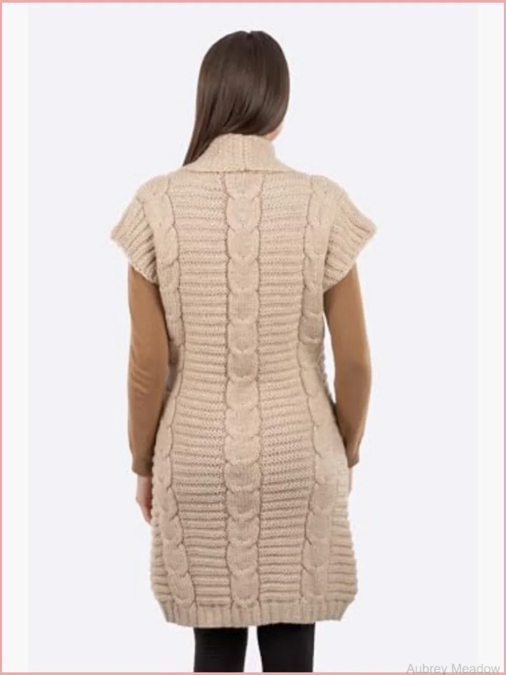 Sleeveless Shawl Collar Buttoned Cardigan Cable Knit Wool